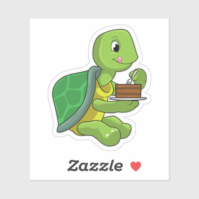 Turtle with Cake Sticker (Sheet)