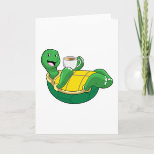 Turtle with Cup of Coffee Card