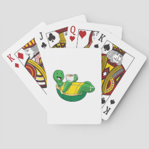 Turtle with Cup of Coffee Poker Cards