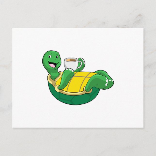 Turtle with Cup of Coffee Postcard (Front)