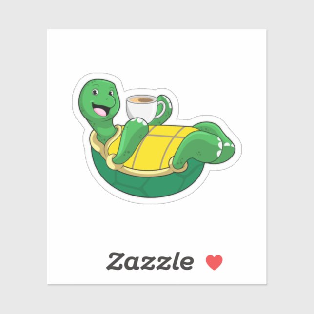 Turtle with Cup of Coffee Sticker (Sheet)