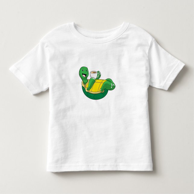 Turtle with Cup of Coffee Toddler T-shirt (Front)