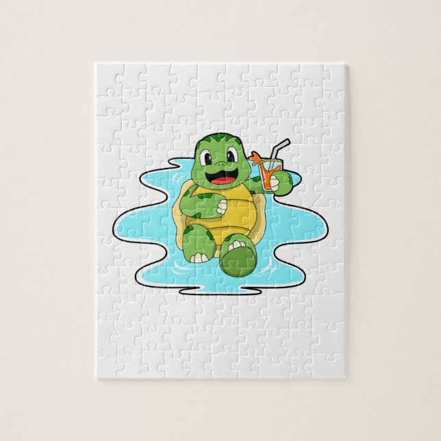 Turtle with Drink in Water Jigsaw Puzzle (Vertical)