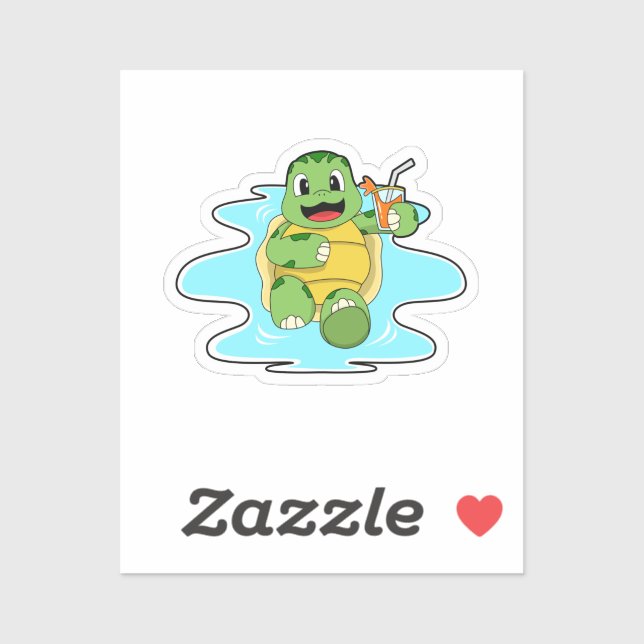 Turtle with Drink in Water Sticker (Sheet)