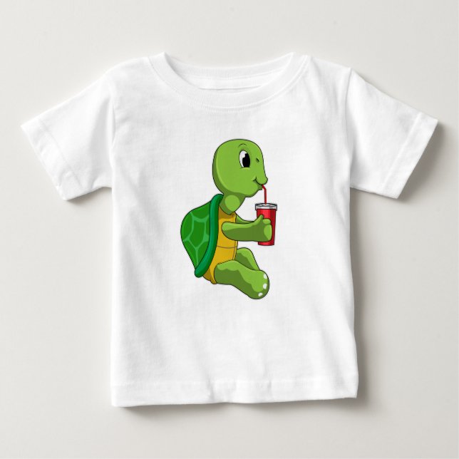 Turtle with Drinking mug with Straw Baby T-Shirt (Front)
