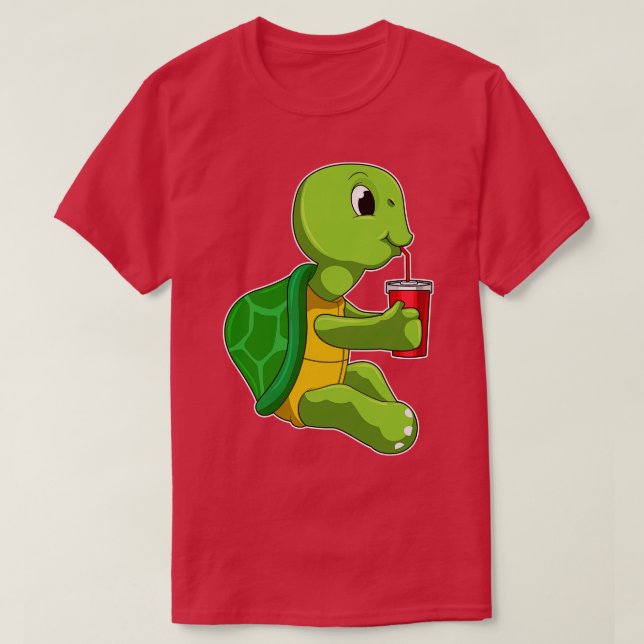 Turtle with Drinking mug with Straw T-Shirt (Design Front)