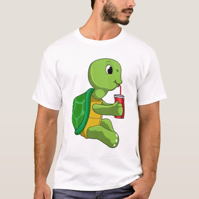 Turtle with Drinking mug with Straw T-Shirt (Front)