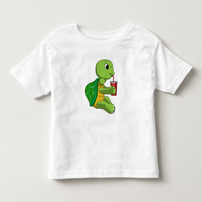 Turtle with Drinking mug with Straw Toddler T-shirt (Front)