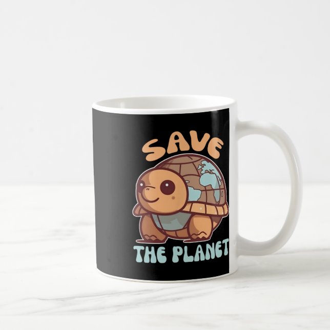 Turtle With Earth Environmental Protection Save Th Coffee Mug (Right)