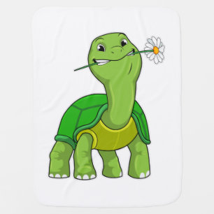 Turtle with Flower Daisy Baby Blanket