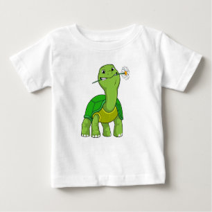 Turtle with Flower Daisy Baby T-Shirt