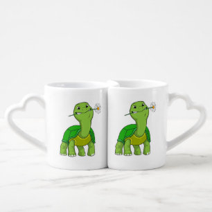 Turtle with Flower Daisy Coffee Mug Set