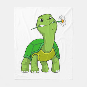 Turtle with Flower Daisy Fleece Blanket