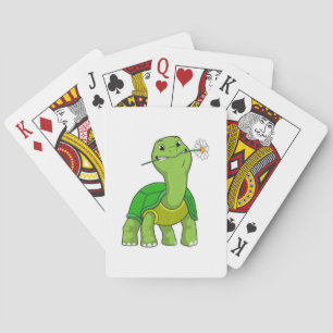 Turtle with Flower Daisy Poker Cards