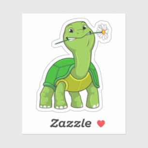 Turtle with Flower Daisy Sticker