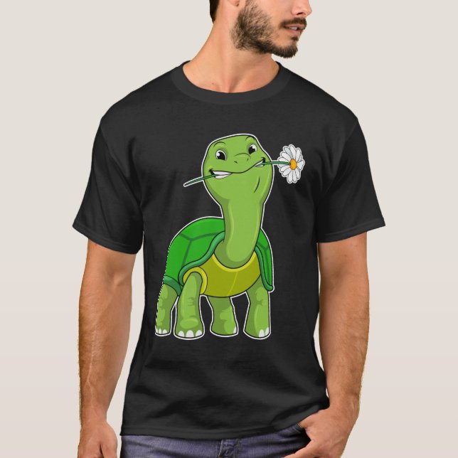 Turtle with Flower Daisy T-Shirt (Front)