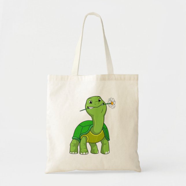 Turtle with Flower Daisy Tote Bag (Front)