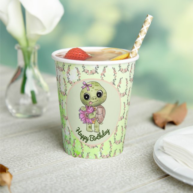 Turtle with flower  paper cups (Insitu)