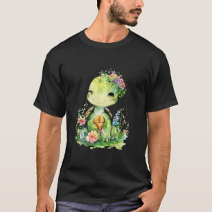 turtle with flowers cute turtles shielded animal b T-Shirt