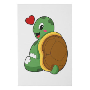 Turtle with Heart Faux Canvas Print