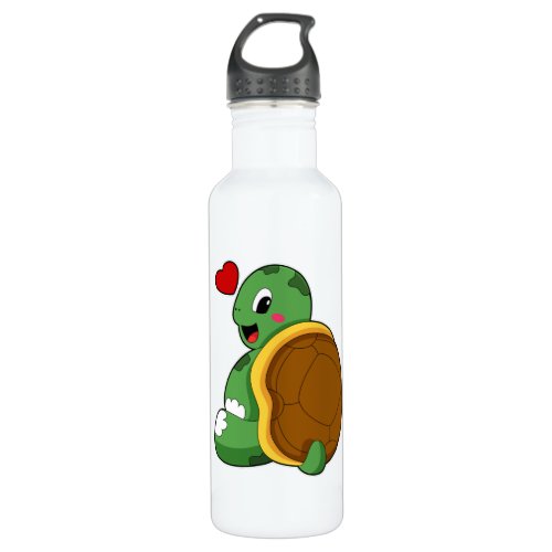 Turtle with Heart Stainless Steel Water Bottle