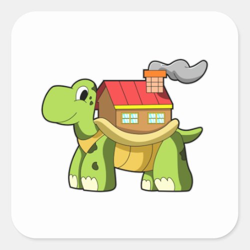 Turtle with House Square Sticker