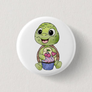 turtle with muffin  button