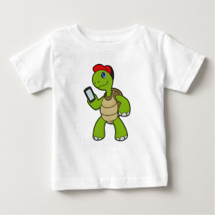 Turtle with Phone & Hat Baby T-Shirt