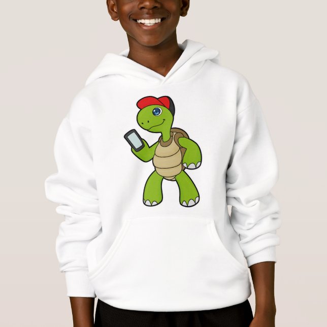 Turtle with Phone & Hat Hoodie (Front)