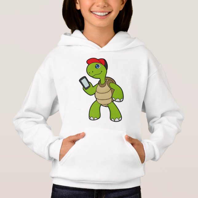 Turtle with Phone & Hat Hoodie (Front)