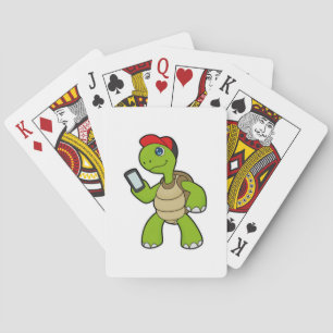 Turtle with Phone & Hat Poker Cards