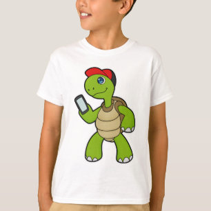 Turtle with Phone & Hat T-Shirt