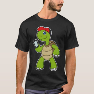 Turtle with Phone & Hat T-Shirt