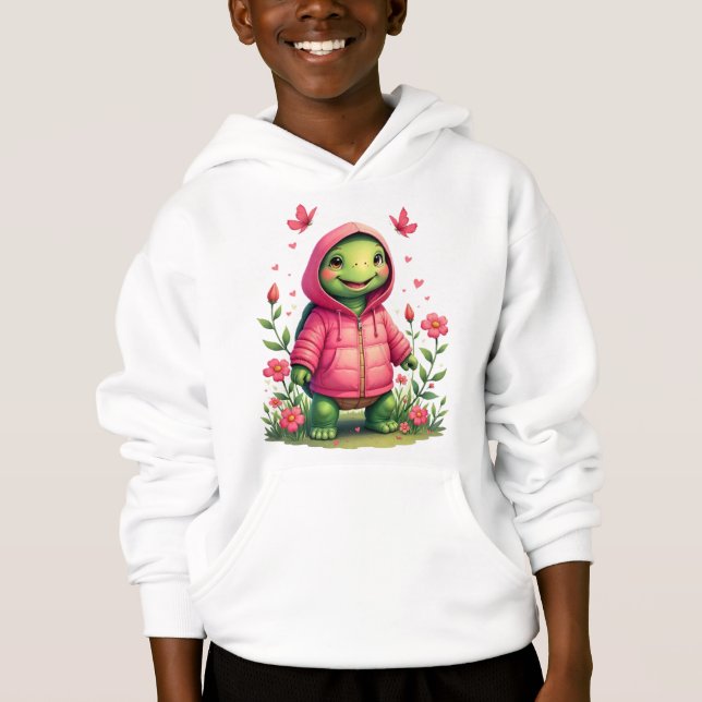Turtle With Pink Type Of Hoodie (Front)