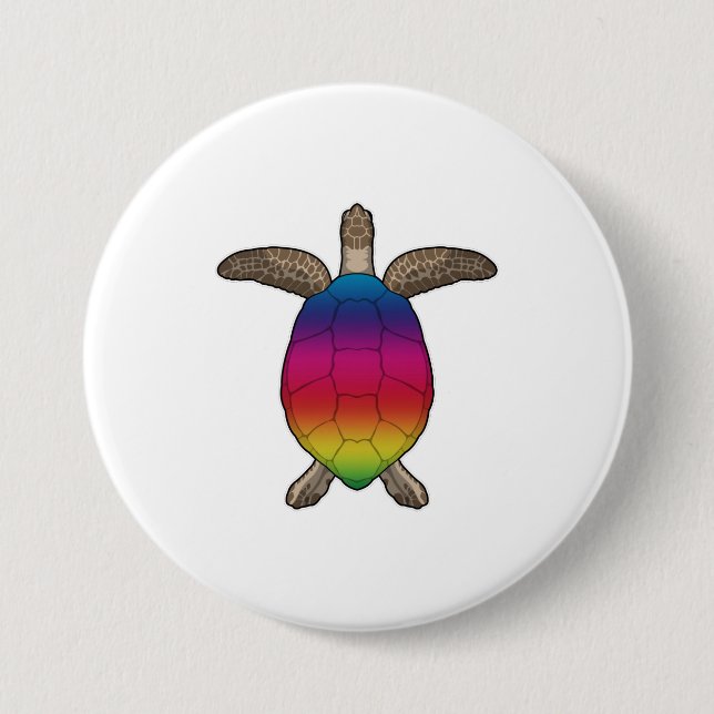 Turtle with Rainbow Colors Button (Front)