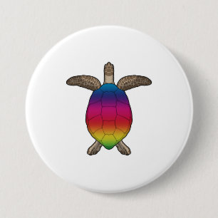 Turtle with Rainbow Colors Button