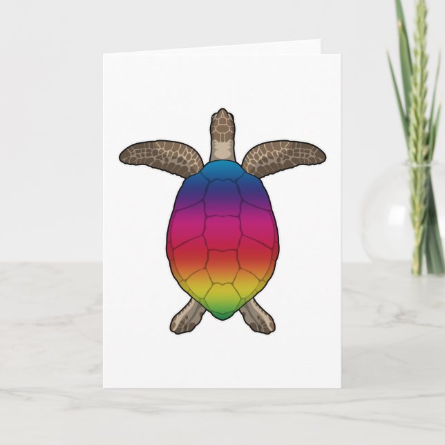 Turtle with Rainbow Colors Card (Front)