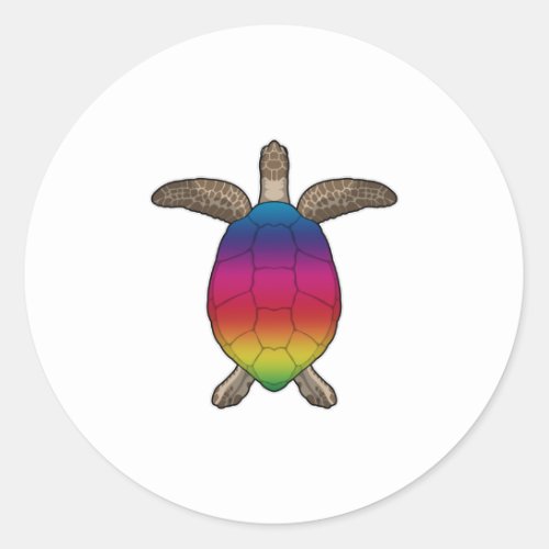 Turtle with Rainbow Colors Classic Round Sticker