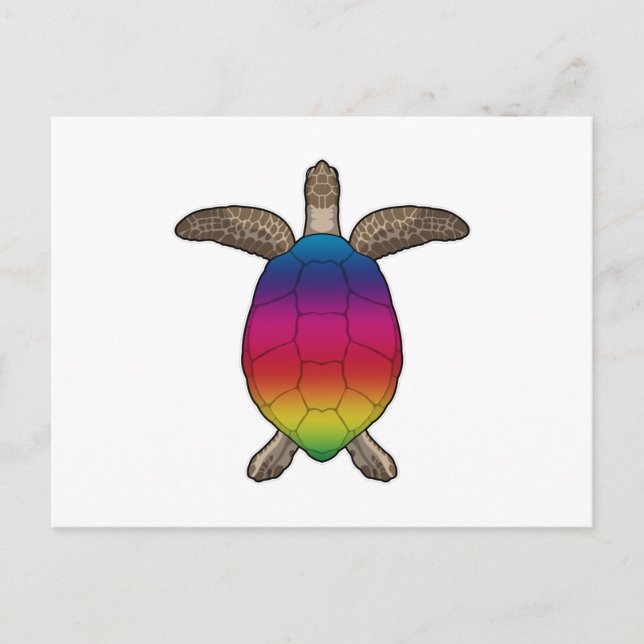 Turtle with Rainbow Colors Postcard (Front)