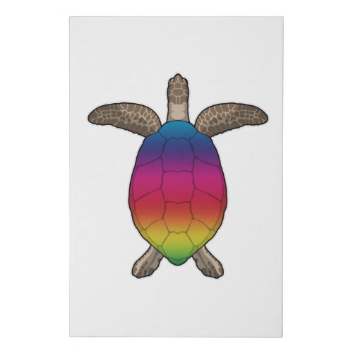 Turtle with Rainbow Colours Faux Canvas Print