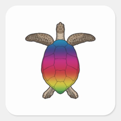 Turtle with Rainbow Colours Square Sticker