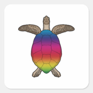 Turtle with Rainbow Colours Square Sticker