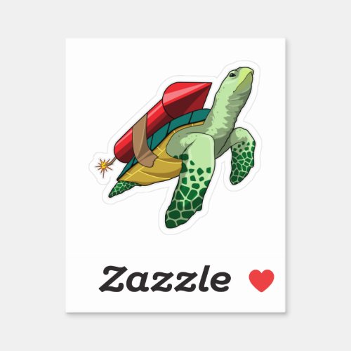 Turtle with Rocket Sticker