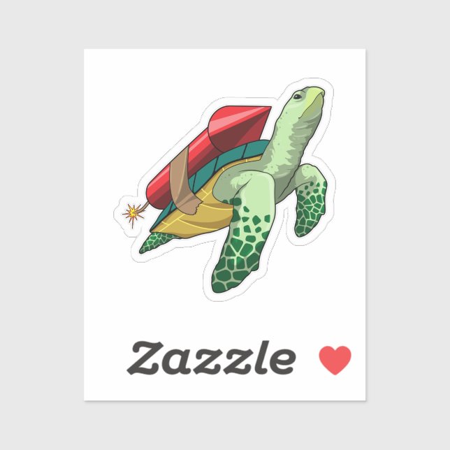 Turtle with Rocket Sticker (Sheet)