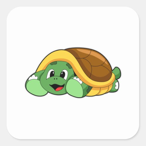 Turtle with Shell as Blanket Square Sticker