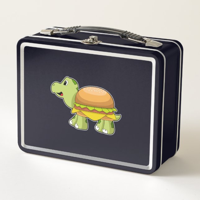 Turtle with Shell as Burger.PNG Metal Lunch Box (Front)