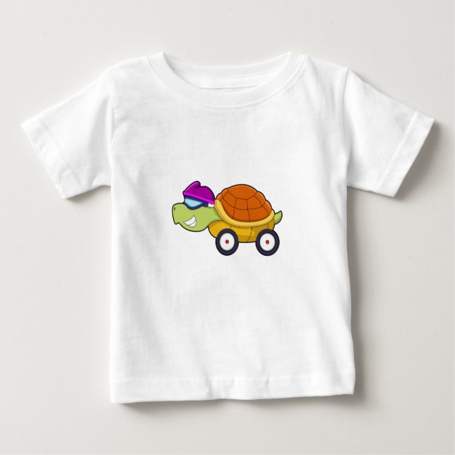 Turtle with Shell as Car Baby T-Shirt (Front)