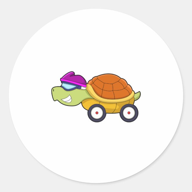 Turtle with Shell as Car Classic Round Sticker (Front)