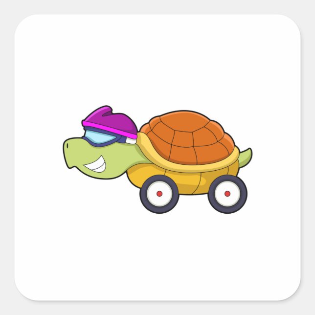 Turtle with Shell as Car Square Sticker (Front)