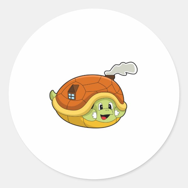 Turtle with Shell as House Classic Round Sticker (Front)